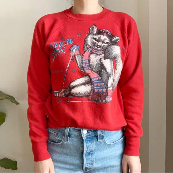 Vtg 80s Snow Fox Ski Aspen Sweatshirt M USA Made - Picture 2 of 11